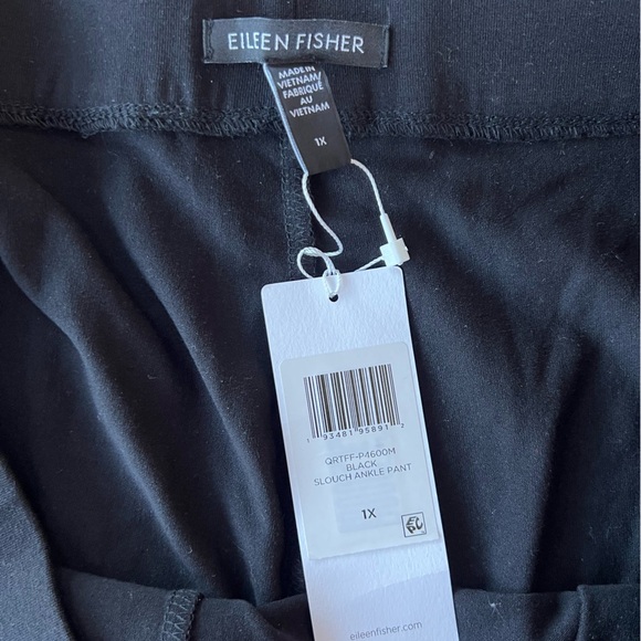 Eileen Fisher NWT Stretch Jersey Knit Slouchy Ankle Pant in Black, size 1X - Picture 7 of 9